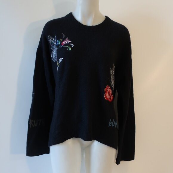 Womens Zadig & Voltaire 100% Cashmere Black Markus Mantra Sweater L - Picture 3 of 11